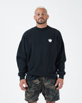 Kingz Kore V2 Crewneck - Front View - White Crown Chest Logo - Black - BJJ Streetwear Crewneck