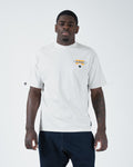 Kingz Flag Tee - Front View - KINGZ Flag Chest Patch Logo - White Pigment Dye Heavyweight BJJ T-Shirt