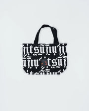 Kingz Jiu Jitsu Typo Eco Bag - Front View - Black Canvas with Gothic All-Over Jiu-Jitsu Typography