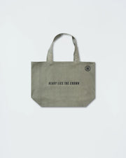 Kingz Heavy Lies the Crown Eco Bag - Overhead Flat Lay - Crown Wreath Pattern Canvas Eco BJJ Tote Bag
