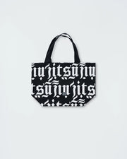 Kingz Jiu Jitsu Typo Eco Bag - Angled Close-Up View - Large Scale Gothic Print BJJ Canvas Tote Bag