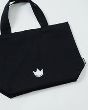 Kingz Kore Eco Bag Black - Flat Lay Product Only Black Fabric White Crown Logo Front KINGZ Tag Side Durable Handles Training Bag