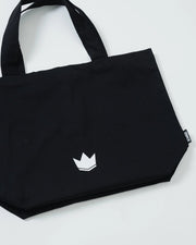 Kingz Kore Eco Bag - Flat Lay Back View - KINGZ Premium Patch Label - Black Canvas BJJ Tote Bag