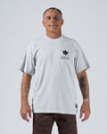 Kingz Hunting Tee - Front View - Always Hunting Crown Logo Chest Graphic Pigment Dyed - Light Gray BJJ Tee [color:Light Gray]