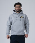 Kingz Jiu Jitsu Culture Hoodie - Front View - Gold Chest Culture Logo - Grey - Men's BJJ Hoodie [color:Grey]