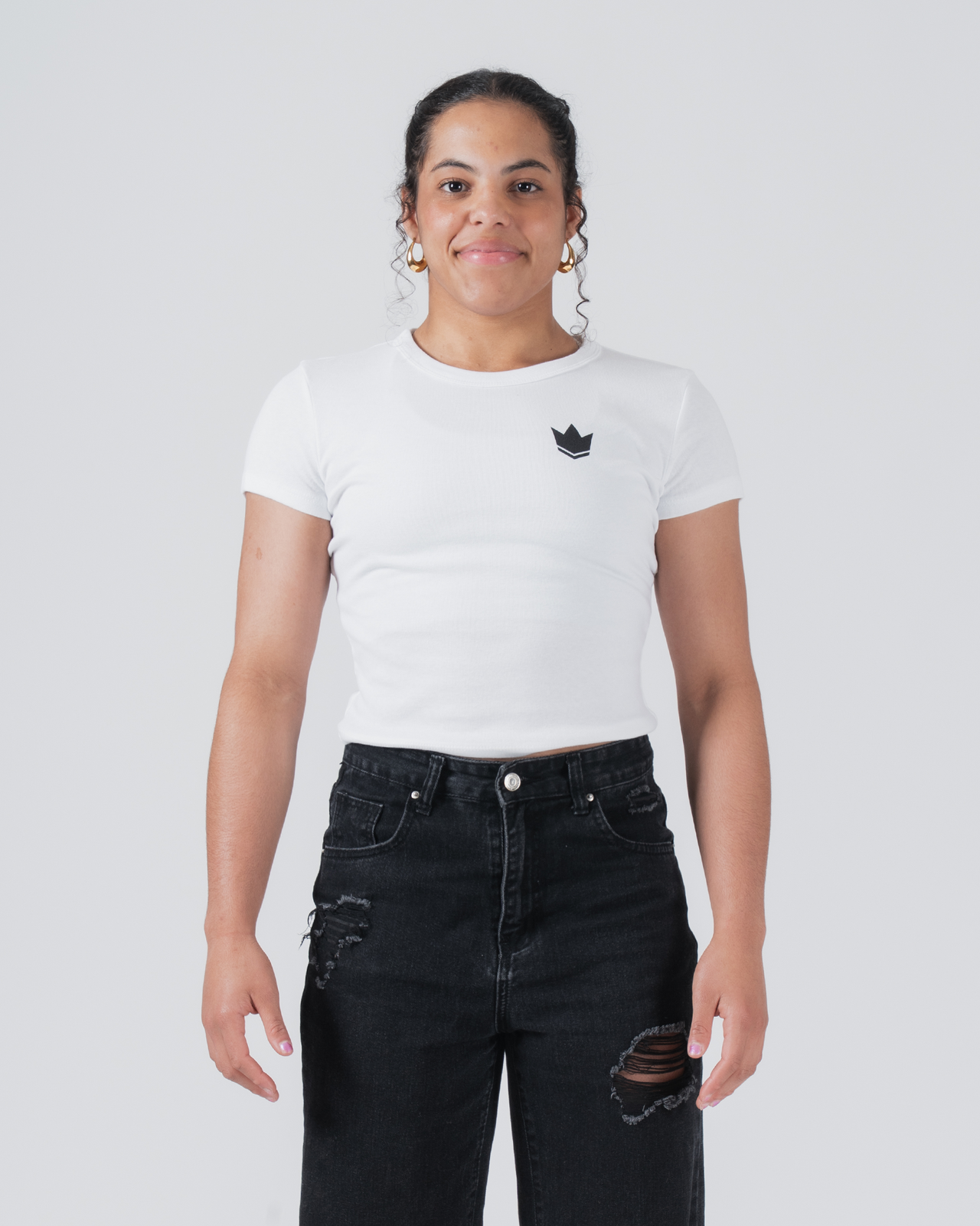 Kore Women's Baby Tee Streetwear Kingz XS White