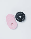 Kingz Finger Tape - Pink - Flat Lay Product Only Pink Rolls Black Lid White Crown Logo Text Circular Design Athletic Tape BJJ Grappling Training [color:Pink]