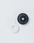 Kingz Finger Tape - White - Flat Lay Product Only White Rolls Black Lid Crown Logo Text Circular Container Athletic Tape BJJ Grappling Training [color:White]