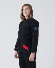 Kingz The ONE Women's Jiu Jitsu Gi - Smoke Blue Edition - Black KIMONOS KingzKimonos.com