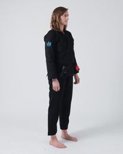 Kingz The ONE Women's Jiu Jitsu Gi - Smoke Blue Edition - Black KIMONOS KingzKimonos.com