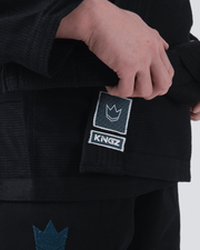 Kingz The ONE Women's Jiu Jitsu Gi - Smoke Blue Edition - Black KIMONOS KingzKimonos.com