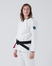 Kingz The ONE Women's Jiu Jitsu Gi - Smoke Blue Edition - White KIMONOS KingzKimonos.com