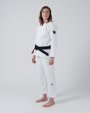 Kingz The ONE Women's Jiu Jitsu Gi - Smoke Blue Edition - White KIMONOS KingzKimonos.com