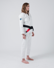 Kingz The ONE Women's Jiu Jitsu Gi - Smoke Blue Edition - White KIMONOS KingzKimonos.com