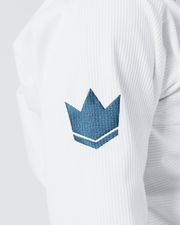 Kingz The ONE Women's Jiu Jitsu Gi - Smoke Blue Edition - White KIMONOS KingzKimonos.com
