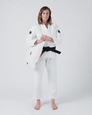 Kingz The ONE Women's Jiu Jitsu Gi - Smoke Blue Edition - White KIMONOS KingzKimonos.com