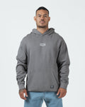 Kingz Box Hoodie - Front View - Model Wearing Kingz Box Chest Logo - Grey - Men's BJJ Lifestyle Hoodie [color:Grey]