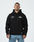 Kingz JJ Dept Hoodie - Front Worn View - Jiu Jitsu Department Oval Chest Logo - Black - BJJ Streetwear Hoodie [color:Black]