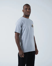 Kingz Jiu Jitsu Culture Tee - Chest Graphic Macro - BJJ Grappler Yellow Crown Illustration Chest Detail - Black BJJ Tee [color:Black]