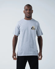 Kingz Jiu Jitsu Culture Tee - Front View - BJJ Grappler Illustration Chest Graphic - Black Heavyweight BJJ Tee [color:Black]