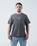 Kingz Box Tee - Front View - Minimalist KINGZ Box Label Chest Logo Pigment Dyed - Grey BJJ T-Shirt [color:Grey]