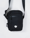 Kingz Side Bag Black - Front View - Compact Crossbody Bag with Crown Logo - BJJ Training Carry Bag