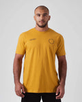 Kingz Ring Tee Vintage Yellow - Full Body Front View Male Athlete Minimal Text Left Chest Circular Logo Right Chest Casual Fit Streetwear [color:Vintage Yellow]