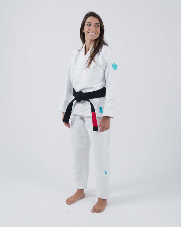 The ONE Womens Jiu Jitsu Gi - White/Sky Blue - FREE White Belt