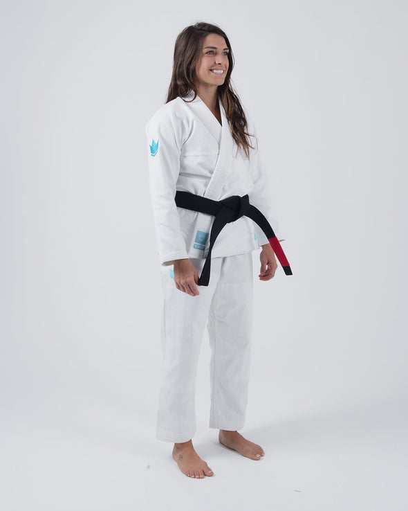 The ONE Womens Jiu Jitsu Gi - White/Sky Blue - FREE White Belt