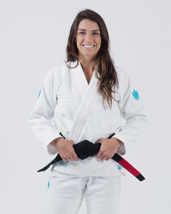 The ONE Womens Jiu Jitsu Gi - White/Sky Blue - FREE White Belt