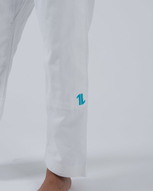 The ONE Womens Jiu Jitsu Gi - White/Sky Blue - FREE White Belt