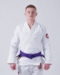 Kingz Classic 3.0 BJJ Gi White - 450gsm Pearl Weave Plus Single Piece Fabric Kimono Front View