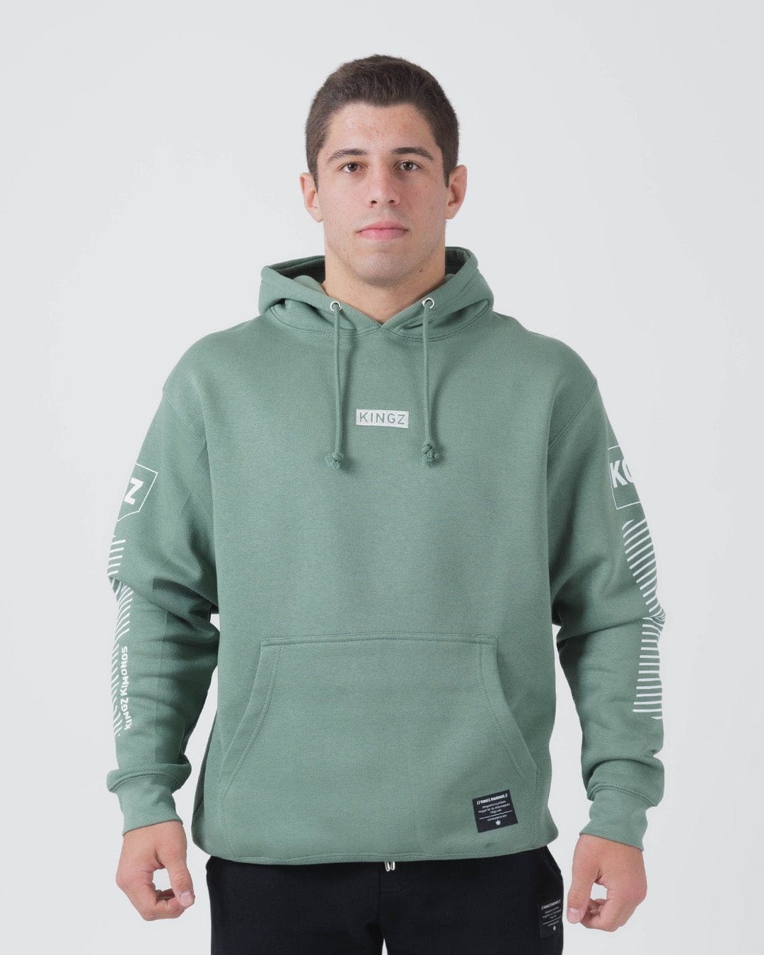 Slant Bar Pullover Hoodie - Sage