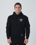 Kingz Ascend Hoodie Black - Full Body Front View Male Athlete Black Hoodie Yellow Text Graphic Chest Kangaroo Pocket Drawstring Hood Streetwear Casual Apparel [color:Black]