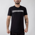 Kingz Sport Tee Black - Front View Male Athlete White Stripe Chest Crown Logo Short Sleeve Casual Fit Streetwear [color:Black]
